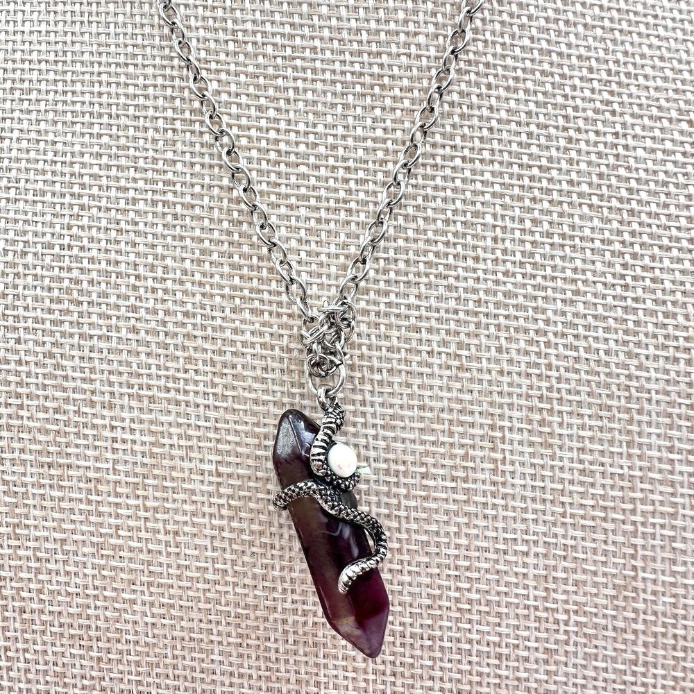 Vintage 90s Snake Wrap‎ Point Necklace Boho Silver Tone Women's Classic Jewelry